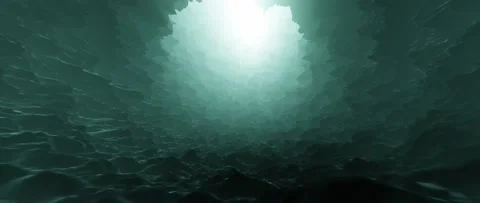 Looping underworld emerald crystal cavern abstract, alien tunnel. Stock Footage