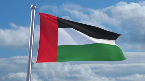 Looping United Arab Emirates flag on flagpole Stock-Footage 290888886