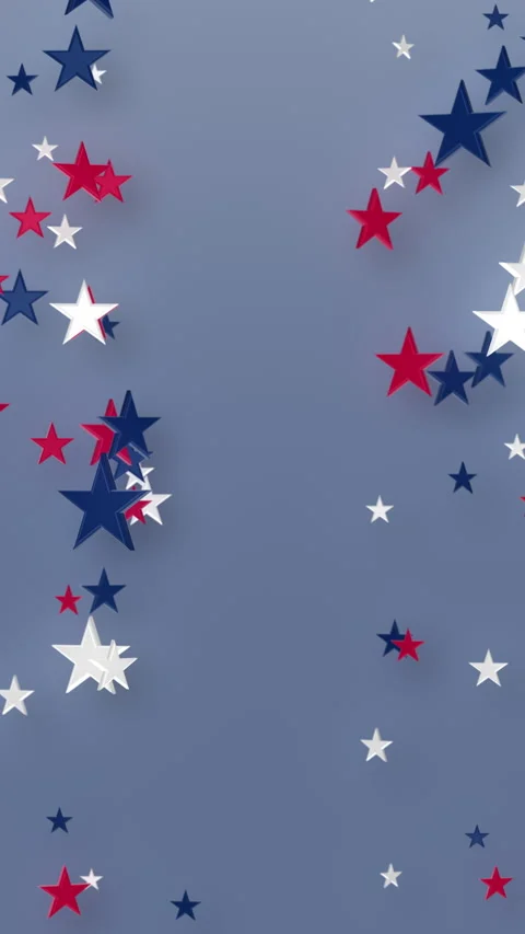 Looping Vertical 3D Falling USA Stars Frame With Copy Space Vidéo 336126832