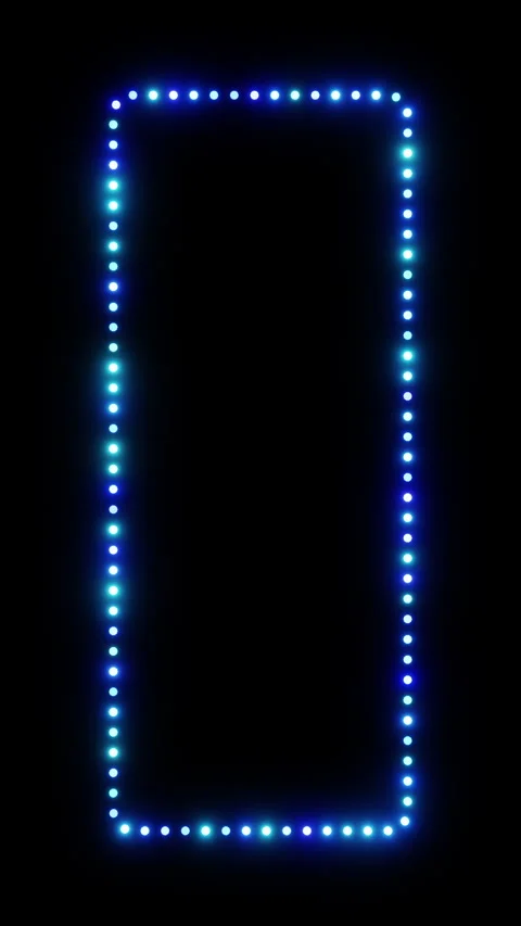 Looping vertical frame of blue dots with neon glow on black background 3d Stock Footage 332177501