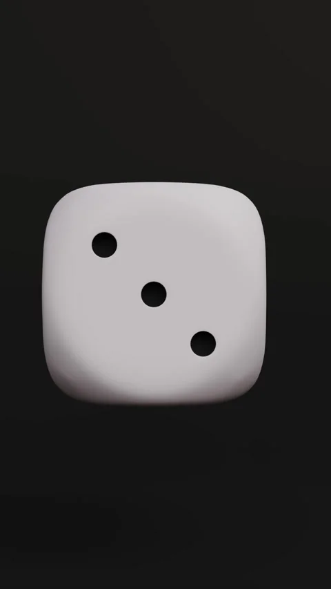 Looping vertical rolling rotation white dice, dark black isolated background Stock Footage 314291050