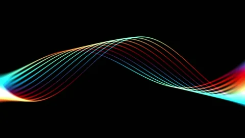 Looping vibrant colorful abstract laser light wave strings intertwining over Stock Footage 336965558