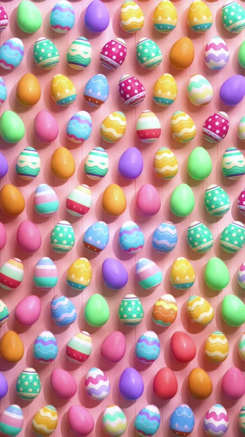 Looping video of colorful painted easter eggs on a wooden pink table animat.. Stock Footage 303635472