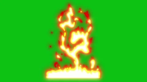 Looping video of fire flames and smoke, green screen for transparency, 4k Stock Footage 326503340