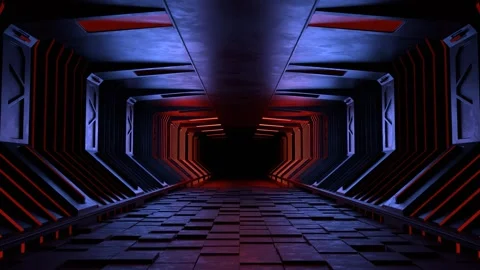 Looping video of Modern Futuristic Sci-Fi Background, Empty dark room Stock Footage 278955985