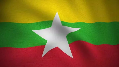Looping video of waving flag of myanmar or burma Stock Footage 129092580