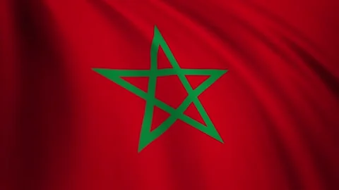 Looping waving flag of Morocco in stunning detail. Moroccans national flag video Stock Footage 258642464