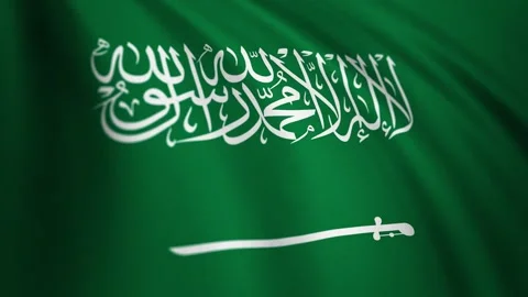 Looping waving flag of Saudi Arabia in stunning detail. Kingdom of Saudi Arabia Stock Footage 256890225