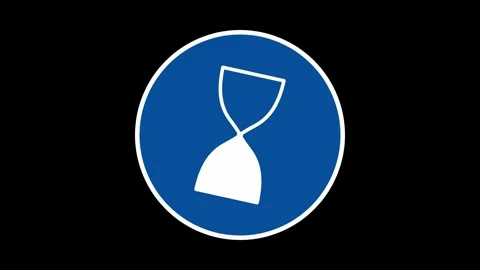 Looping white hourglass with falling sand in blue circle Stock Footage 344333860
