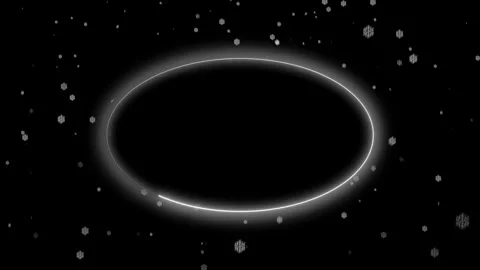 Looping white snowflakes falling with oval neon frame Stock-Footage 345660162