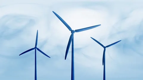 Looping wind turbine generators rotation on artistic sky background Vídeos de archivo 333710416
