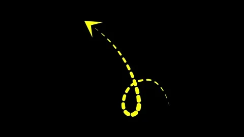 Looping Yellow Dotted Arrow Direction Change Stock Footage 318126427