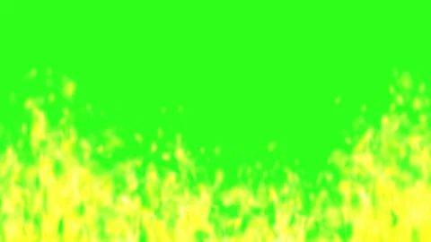 Looping Yellow Fire Animation on Green Screen Background Stock Footage 314488842