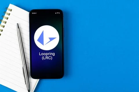 Loopring symbol. Trade with cryptocurrency, digital and virtual money, bankin Stock Photos