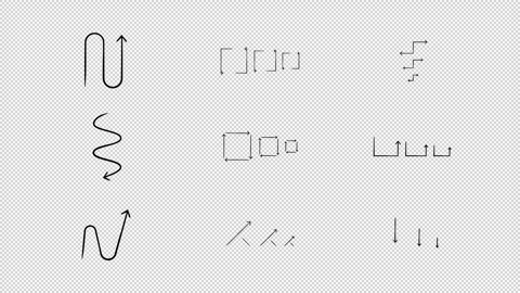 Loops and turns animated hand-drawn sketch arrows set Stock Footage 334191947