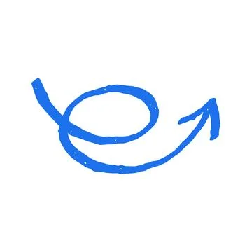 A loopy, swirling arrow pointing right, a hand drawn vector illustration. Whi Stock Illustration