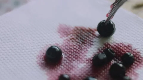Loose blackberries creating a natural red juice pattern Stock Footage 342127625