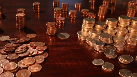 Loose Change - Stacks of Change Video stock 56931218