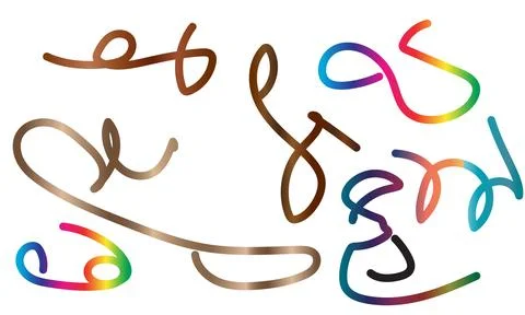 Loose gestural scribbles and tangled curves in earth tones and vibrant rain.. Stock Illustration