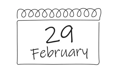 Loose-leaf calendar continuous line drawing. Calendar page 29 February, mon.. Stock Illustration