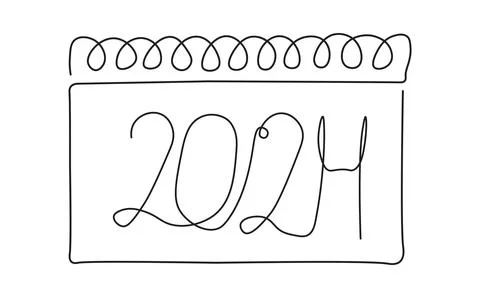 Loose-leaf calendar continuous line drawing. Organizer concept. Leap year Stock-Illustration