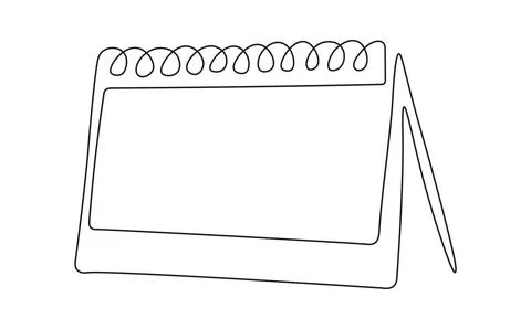 Loose-leaf calendar continuous line drawing. Organizer concept. Leap year Illustrazione stock