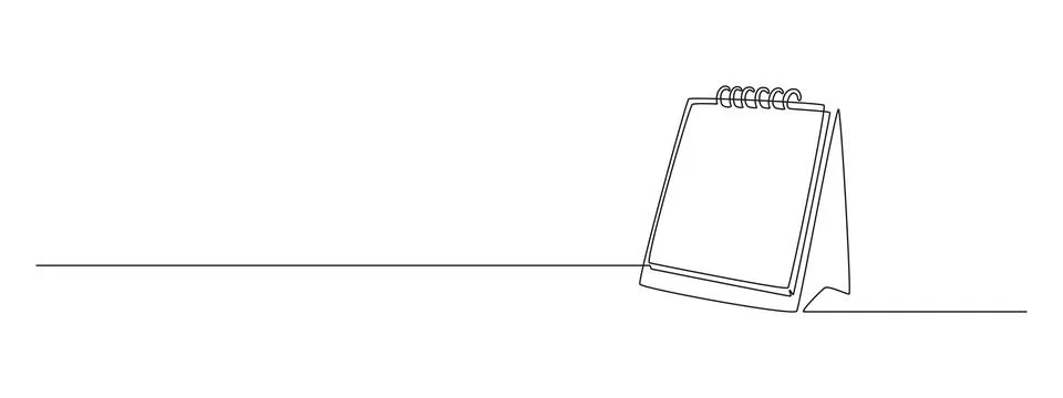 Loose-leaf calendar in one continuous line drawing. Symbol of memorable date and Stock Illustration