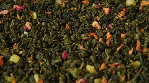 Loose Leaf Mango Pineapple Fruit Tea Wallpaper. Mix Dry Tea Leaves Stock Footage 242006145