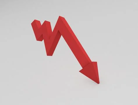 Loose Red aero going downside in business or daily life 3d render illustratio Illustration