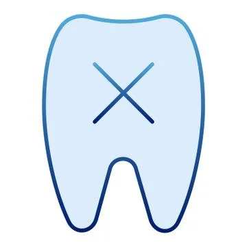 Loose tooth flat icon. Missing tooth blue icons in trendy flat style. Dentistry Stock Illustration