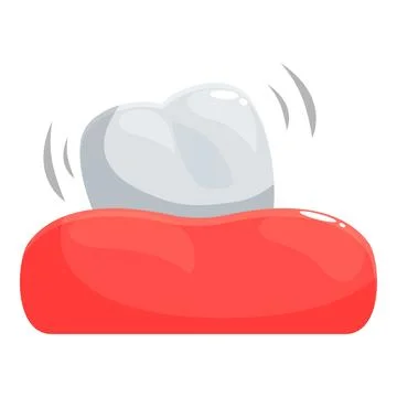 Loose tooth moving and making a sound on red gums 스톡 일러스트