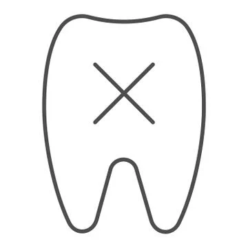 Loose tooth thin line icon. Missing tooth vector illustration isolated on white 스톡 일러스트