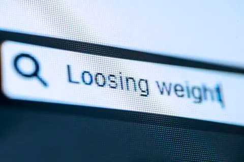 Loosing Weight text on the browser tab Stock-Fotos