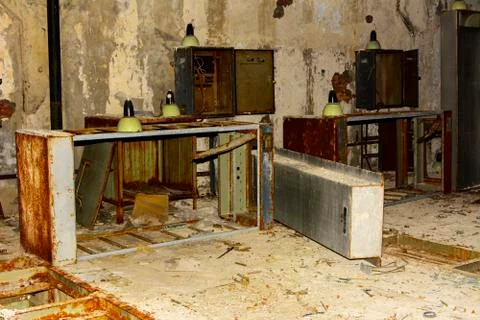 The looted command post of the secret military unit of the PRO of the USSR. D Stock Photos