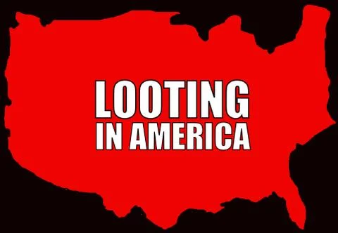 Looting in America with the background of the U.S.A map Stock Illustration