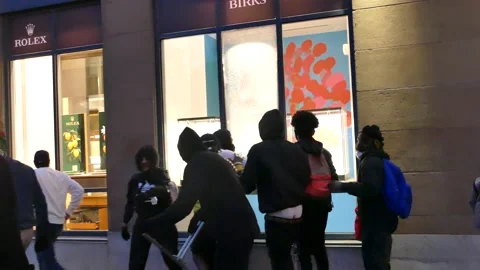 Looting and destruction during BLM riot Stock Footage 132378026