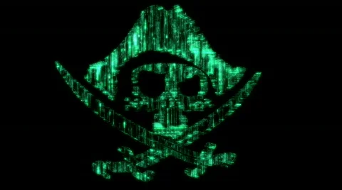 Loppable cyberspace Pirate symbol Stock Footage 667557