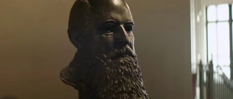 Lord Acton's Statue in a Hallway Stock Footage 202138157