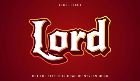 Lord editable text effect in 3d style Illustration