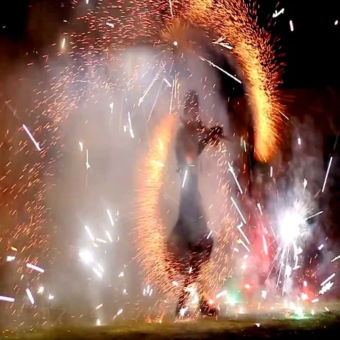 Lord of fire. pyrotechnic show Stock Footage 69706343