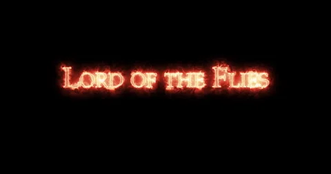 Lord of the Flies written with fire. Loop Stock Footage 145580545
