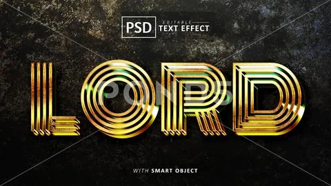 Lord gold text effect editable PSD Template