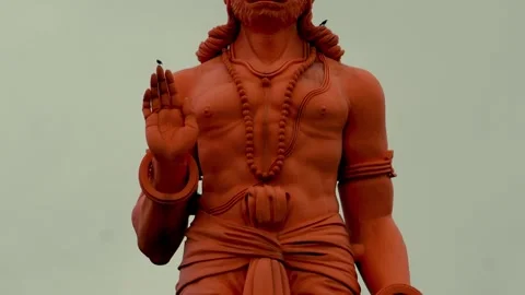 Lord Hanuman Statue  Hindu Monkey God Stock Footage 318617560