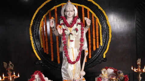 Lord Krishna Statue in Trmple Stock Footage 37245650