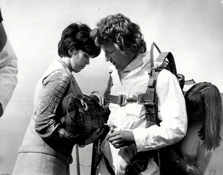 Lord (patrick) Lichfield Preparing For His First Parachute Jump. The Lady Is Mrs Stock Photos