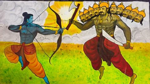 Lord ram coming back to ayodhya painting 库存照片