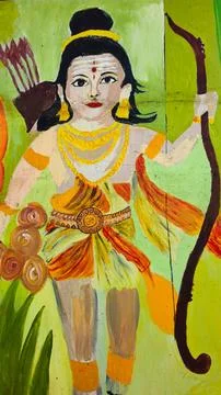 Lord ram coming back to ayodhya painting Stock Photos