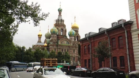 The Lord (Savior on Spilled Blood) on a cloudy summer day. Video stock 340830909