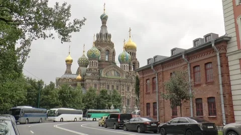 The Lord (Savior on Spilled Blood) on a cloudy summer day. Stock Footage 340830911