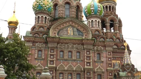 The Lord (Savior on Spilled Blood) on a cloudy summer day. Stock Footage 340830927